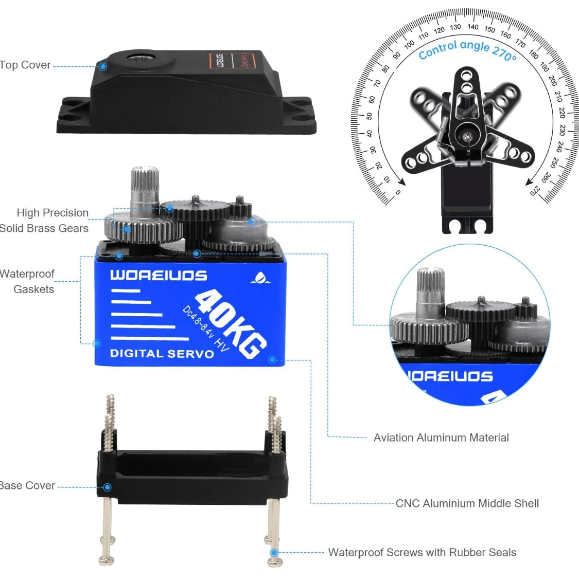 Servo digital sin núcleo de 40 Kg